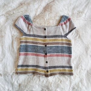 Madewell Texture & Thread Button-Front Boxy Top Small